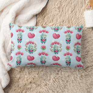 Lovely Floral Mason Jar Hearts Pattern Lumbar Cushion