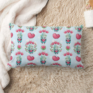 Lovely Floral Mason Jar Hearts Pattern Lumbar Cushion