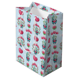 Lovely Floral Mason Jar Hearts Pattern Medium Gift Bag