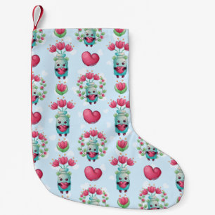 Lovely Floral Mason Jar Hearts Pattern Small Christmas Stocking
