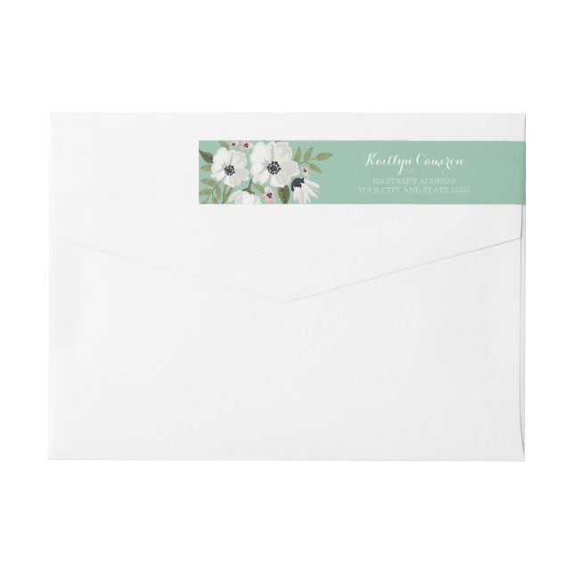Lovely Floral Mint Return Address Label (Back)