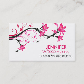 Lovely Floral Mummy Calling Card :: white/pink