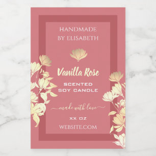 Lovely Floral Pink Gold Product Packaging Labels