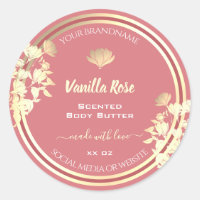Lovely Floral Pink Gold Product Packaging Labels