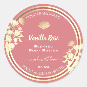 Lovely Floral Pink Gold Product Packaging Labels