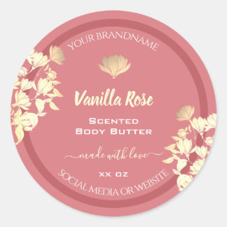 Lovely Floral Pink Gold Product Packaging Labels