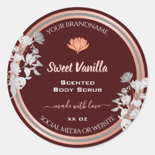 Lovely Floral Product Labels Burgundy Rose Gold