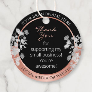 Lovely Floral Product Supplies Black and Rose Gold Favour Tags