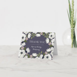 Lovely Floral Thank You Note Card - purple