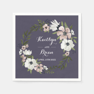 Lovely Floral Wedding Napkin - purple
