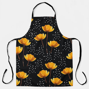 Lovely flower and polka dots illustration pattern apron