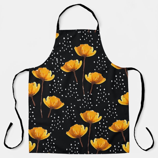 Lovely flower and polka dots illustration pattern apron (Front)