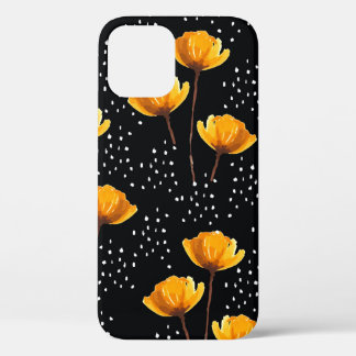 Lovely flower and polka dots illustration pattern iPhone 12 case