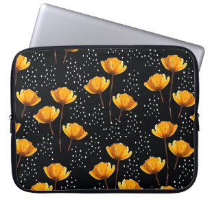 Lovely flower and polka dots illustration pattern laptop sleeve