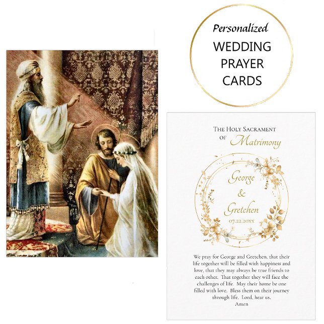 Lovely Flower Wreath Catholic Wedding Prayer Card  (Creator Uploaded)