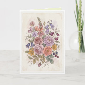Lovely Flowers Boho Folk Blank Art Card