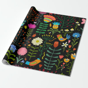 Lovely flowers hand drawn illustration pattern wrapping paper