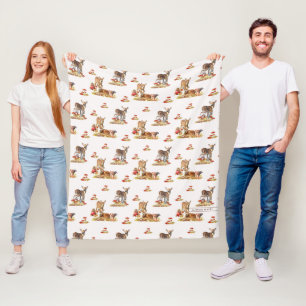 Lovely Forest Animals Autumn Art Pattern Fleece Blanket