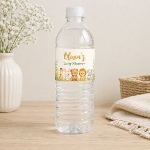 Lovely Forest Animals For Little Wild Baby Shower Water Bottle Label