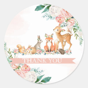 Lovely Forest Woodland Animals Girl Baby Shower Classic Round Sticker