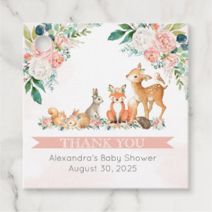 Lovely Forest Woodland Animals Girl Baby Shower Favour Tags