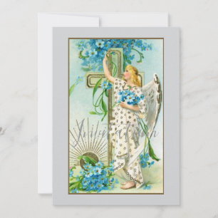 Lovely Forget Me Not Angel Invitation