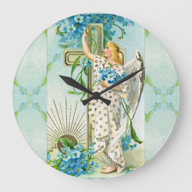 Lovely Forget Me Not Angel Square Wall Clock (Front)