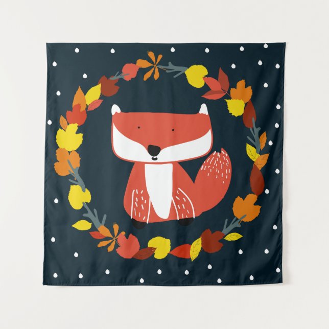 Lovely fox on a colourful background tapestry (Front)