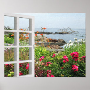 LOVELY GARDEN VIEW OF OCEAN COVE POSTER