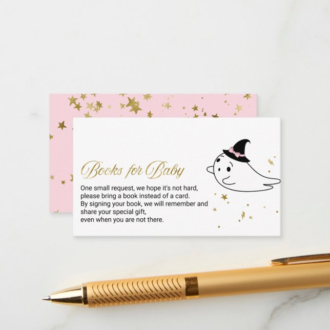 Lovely Ghost Halloween Baby Shower Books For Baby  Enclosure Card (Front/Back In Situ)