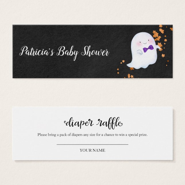 Lovely Ghost Halloween Baby Shower Diaper Raffle (Front & Back)