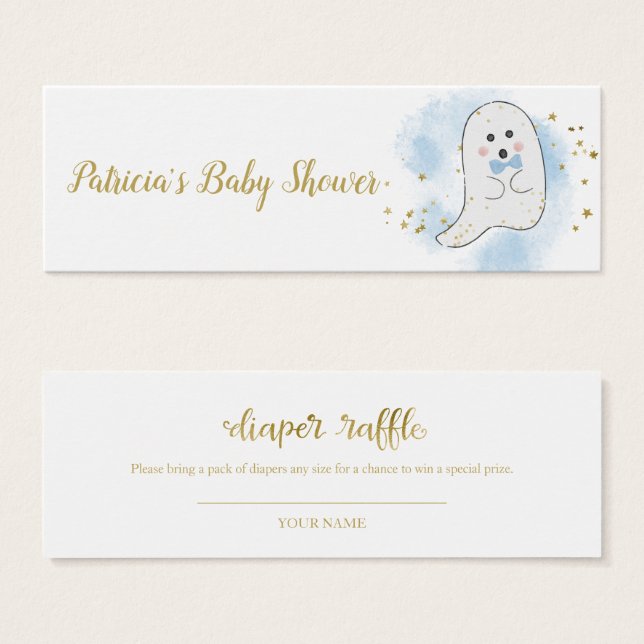 Lovely Ghost Halloween Baby Shower Diaper Raffle (Front & Back)