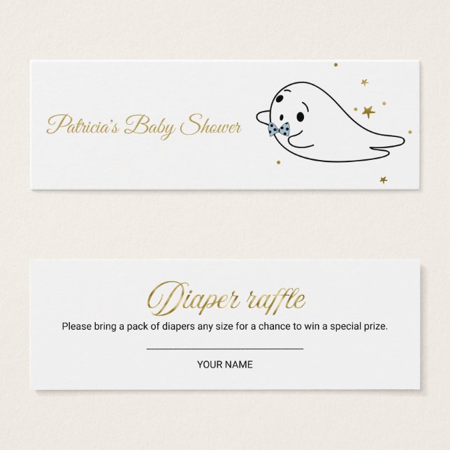 Lovely Ghost Halloween Baby Shower Diaper Raffle (Front & Back)