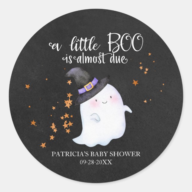 Lovely Ghost Halloween Girl Baby Shower   Classic Round Sticker (Front)