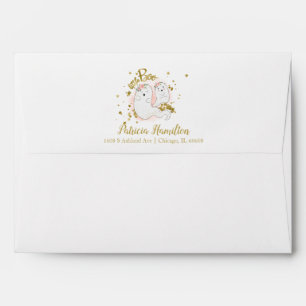 Lovely Ghost Halloween Girl Baby Shower Invitation Envelope