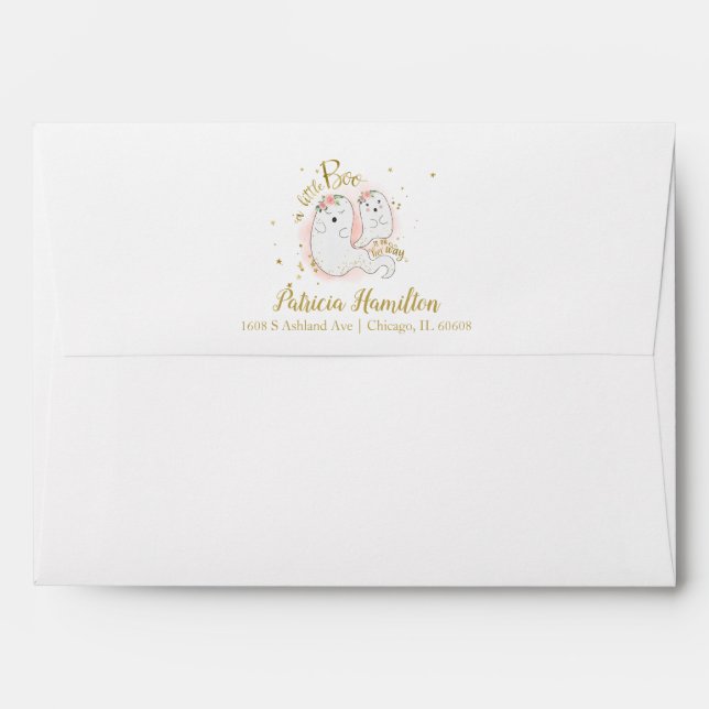 Lovely Ghost Halloween Girl Baby Shower Invitation Envelope (Back (Top Flap))