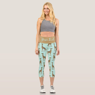 Lovely Giraffe Print Capri Leggings