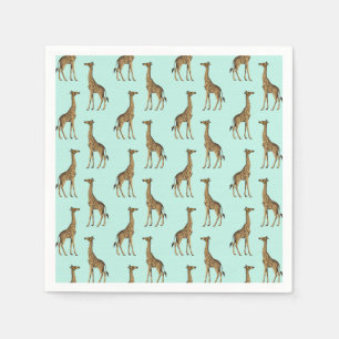 Lovely Giraffe Print Mint and Gold  Napkin