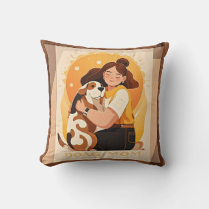 Lovely Girl and dog hug Cushion