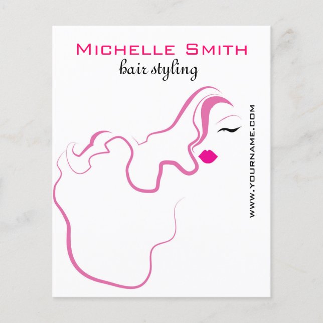 Lovely girl icon  pink hair Hairstyling branding Flyer (Front)