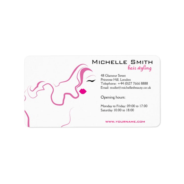 Lovely girl icon  pink hair Hairstyling branding Label (Front)