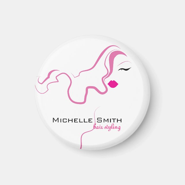 Lovely girl icon  pink hair Hairstyling branding Magnet (Front)
