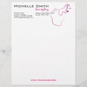 Lovely girl icon  pink hair Hairstyling branding Personalized Letterhead