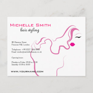 Lovely girl icon  pink hair Hairstyling branding Postcard
