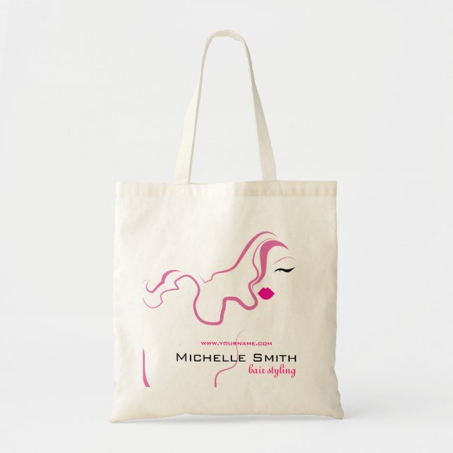 Lovely girl icon  pink hair Hairstyling branding Tote Bag (Front)