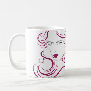 Lovely girl icon purple hair Hairstyling branding Coffee Mug