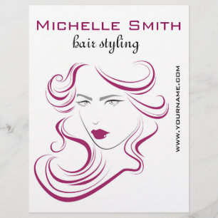 Lovely girl icon purple hair Hairstyling branding Flyer