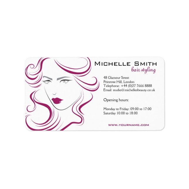 Lovely girl icon purple hair Hairstyling branding Label (Front)