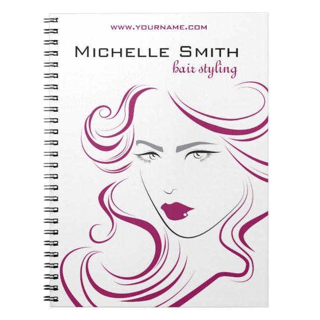 Lovely girl icon purple hair Hairstyling branding Notebook (Front)