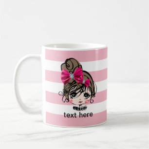 lovely ,girl , pink ,bow, sweet, cute, child, kids coffee mug